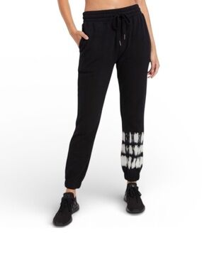 Z Supply Black Joggers with White Tie-Dye Hem Accent